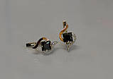 Срібні сережки з золотими вставками, фото 5