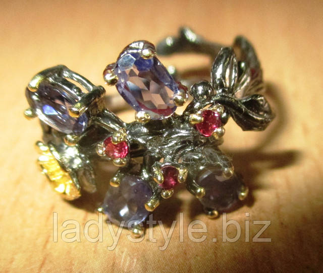 серебряное украшение подарок годовщина свадьбы кольцо сапфир купить