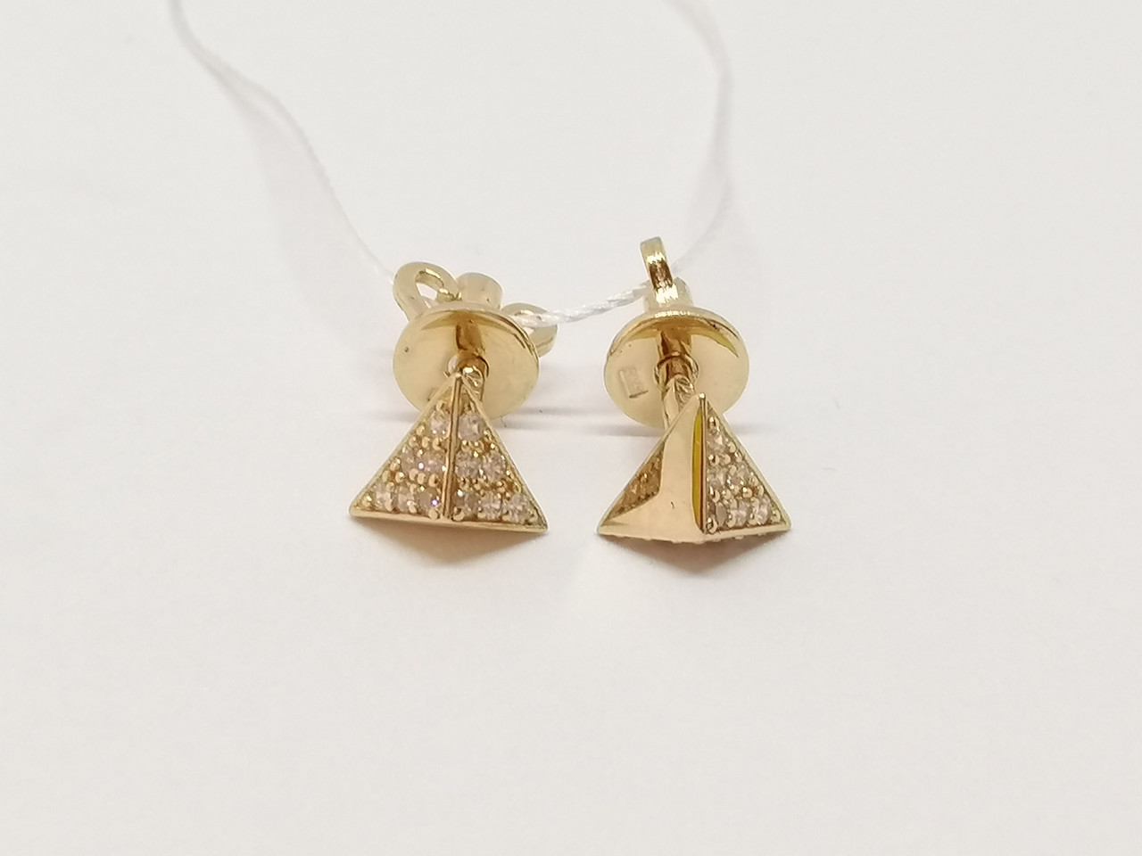 Золоті сережки-пуссети з фіанітами. СП1139И