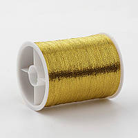 Металлизированная нитка 0,1мм 55м в катушке для вышивания для рукоделия цвет золото