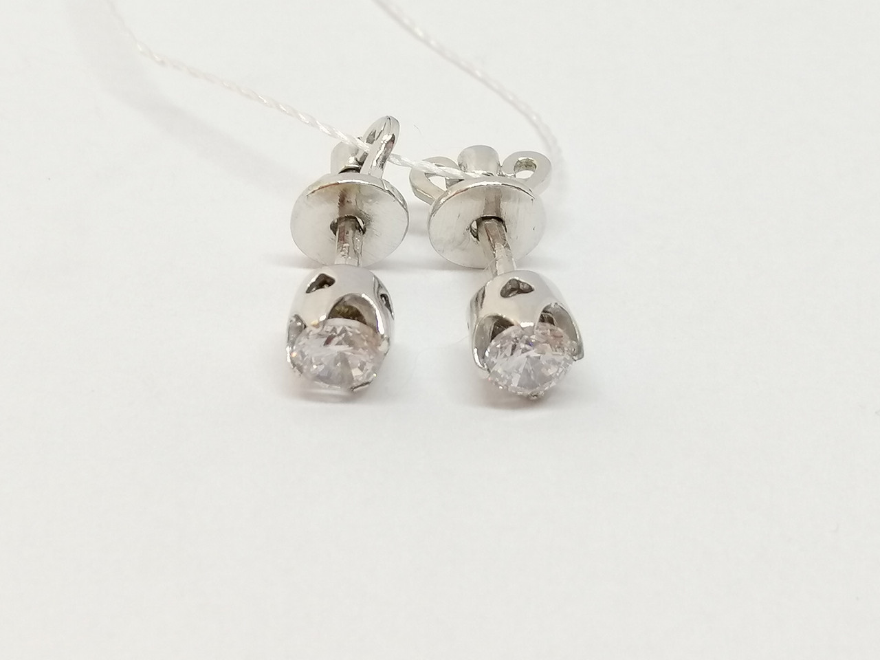 Золоті сережки-пуссети з фіанітами.   СП1109БИ