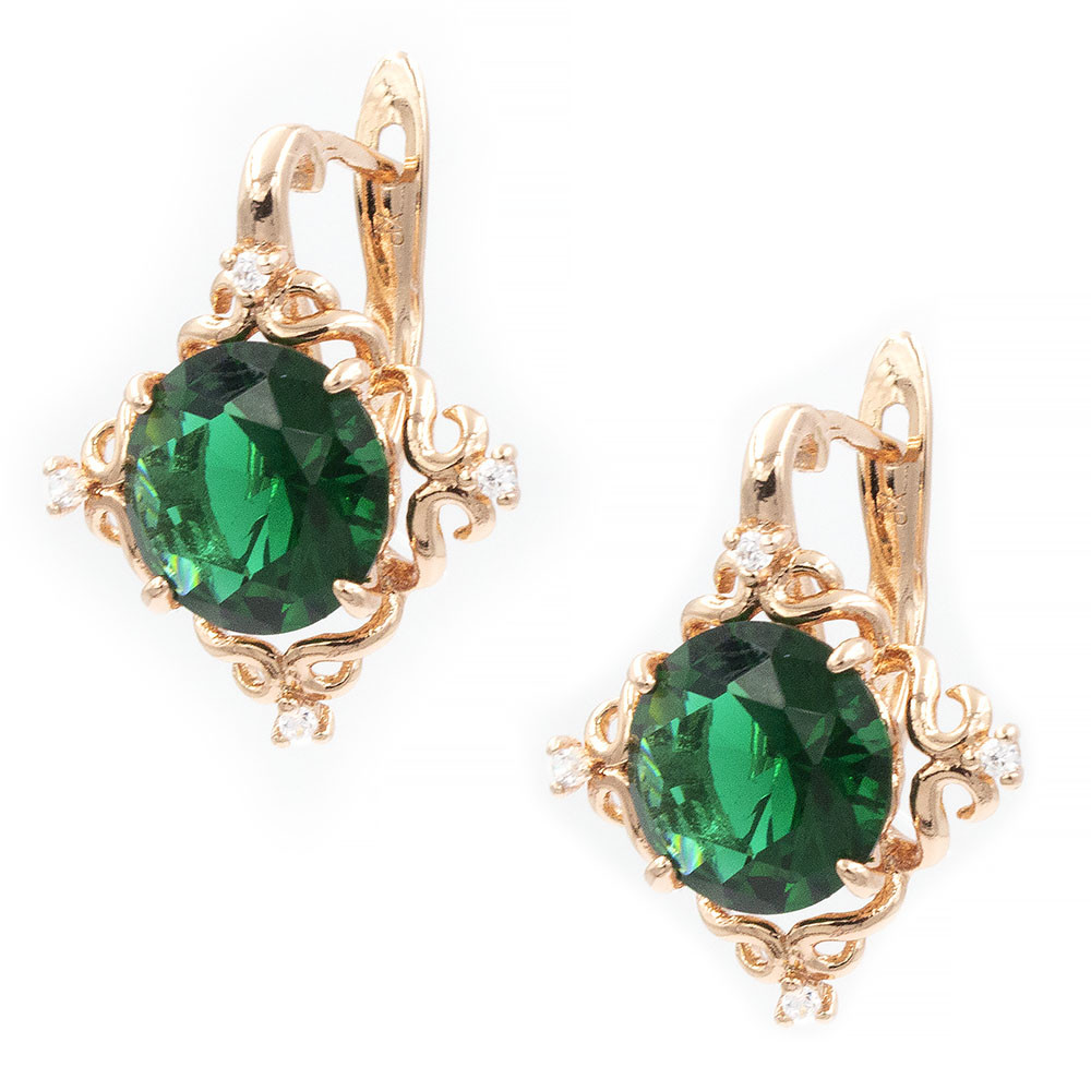 Сережки Xuping 1,9 см зелений (Медичне золото) 824047(8)