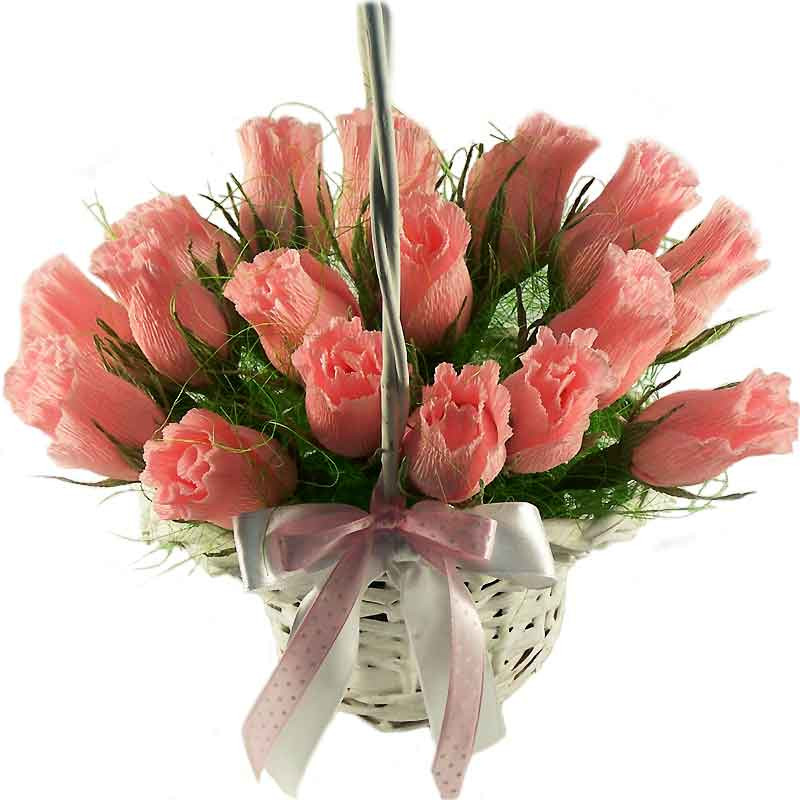 Букет із цукерок Троянди 17 у кошику, фото 1