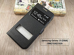 Чорний чохол-книжка з вирізом для Samsung Galaxy J3 (2016) J300/ J310/ J320