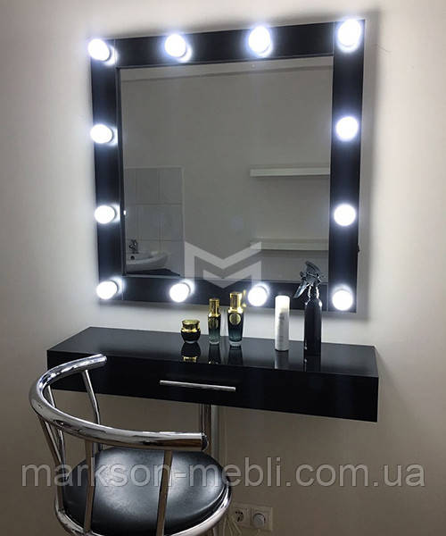 Роздільне місце візажиста Mia light в ЧОРНОМУ кольорі з хромованою ніжкою, фото 1