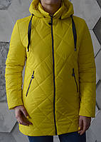 Женская, красивая, модная, молодежная демисезонная удлиненная куртка р-44, 46, 48, 50, 52, 54 Цвет желтый