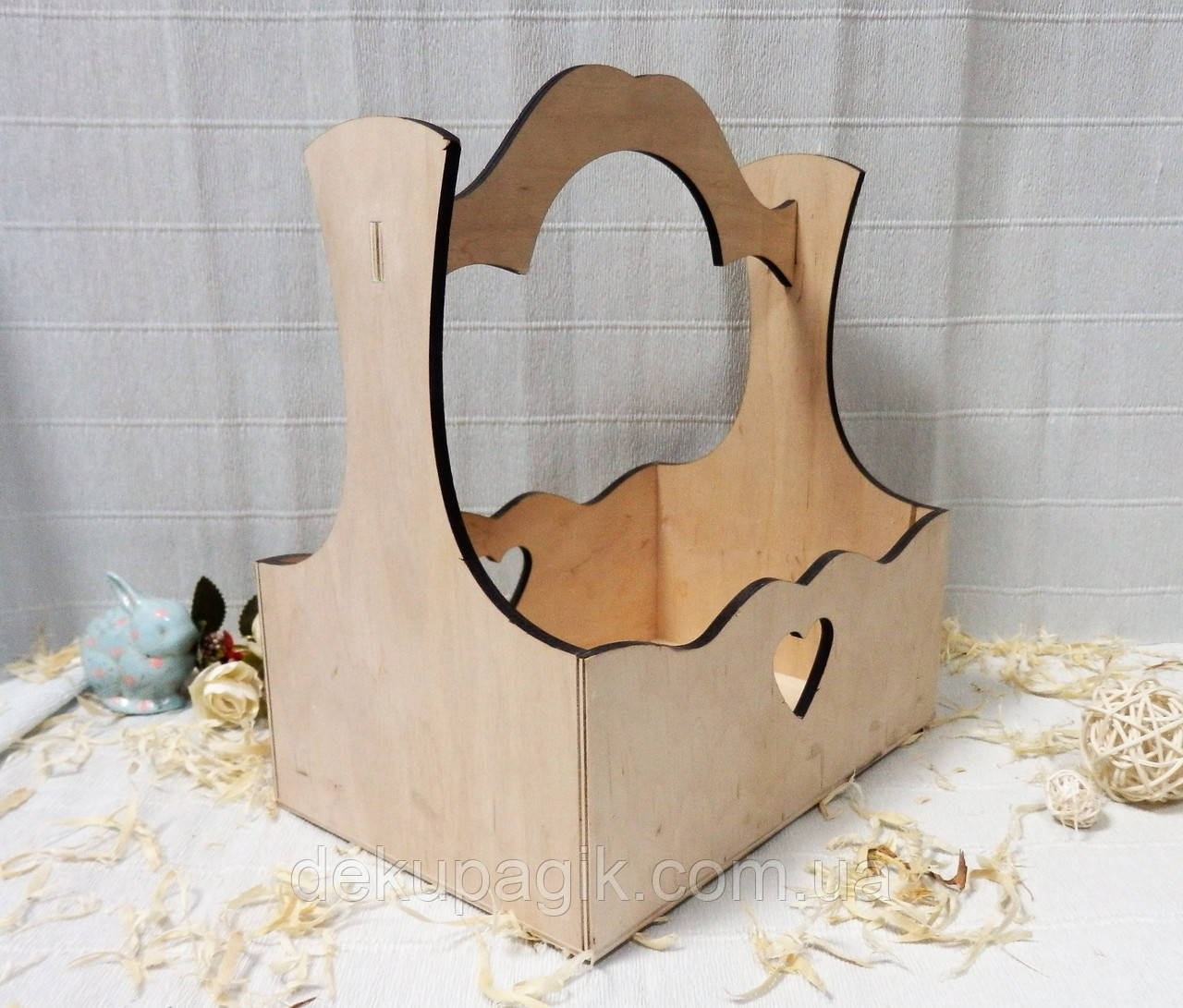 Кошик з 2-ма сердечками, 17х24,5х25,5 см, фото 1