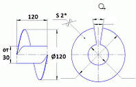 Спираль шнека диаметром 120 мм, толщина 2 мм