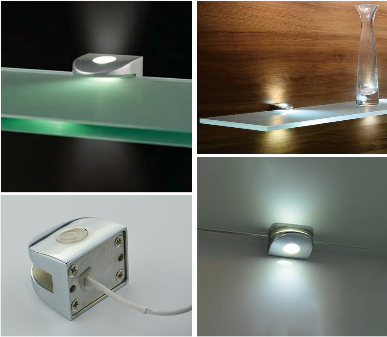 LED Подсветка (хром) полкодержатель полок из стекла 6-8 мм 20777-03-CH-NW