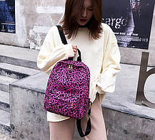 Стильний оксамитовий рюкзак з забарвленням леопарда, фото 2