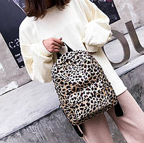 Стильний оксамитовий рюкзак з забарвленням леопарда, фото 2