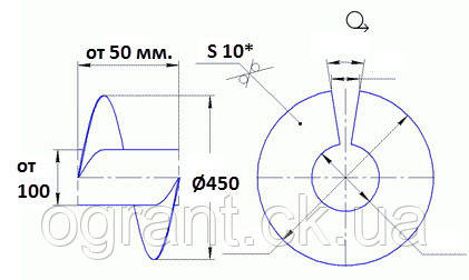 Спираль шнека диаметром 450 мм, толщина 10 мм - фото 1 - id-p906557274