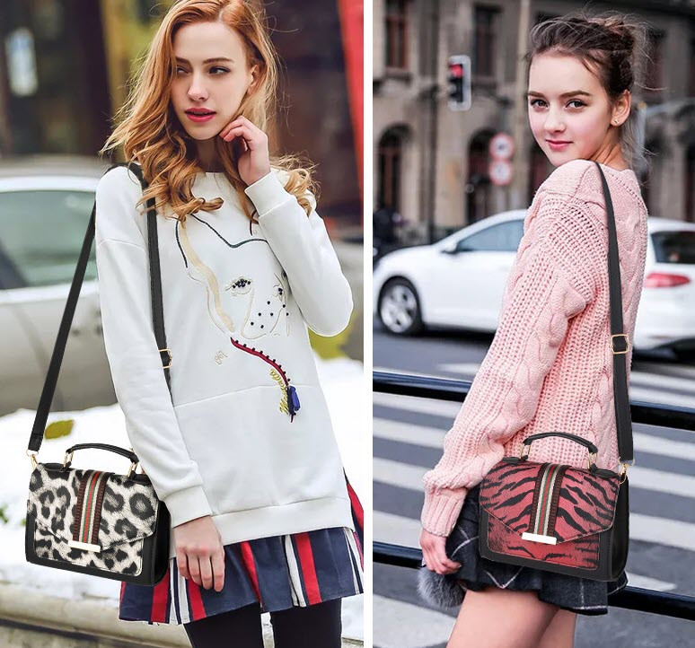 Стильна сумка скриня з тигровим/леопардовим забарвленням