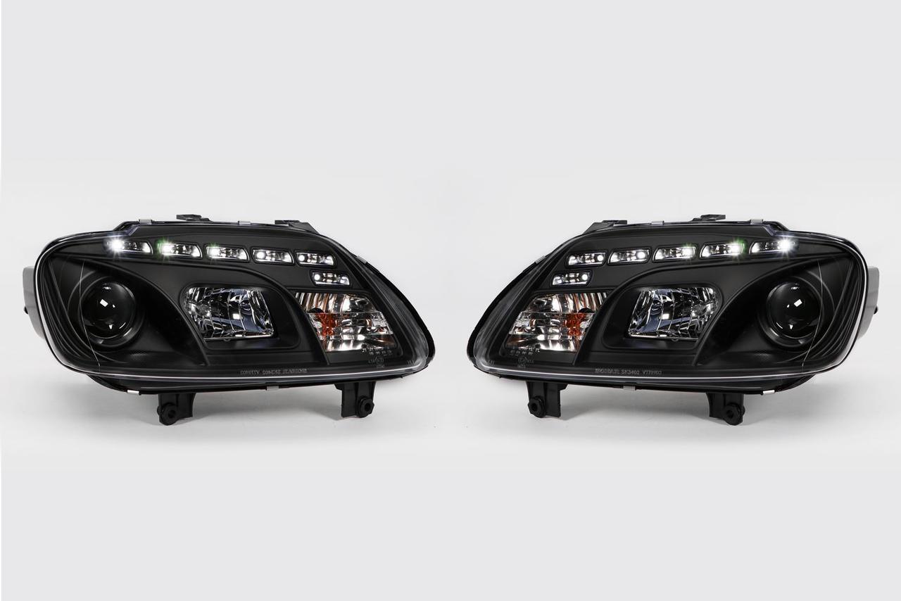 Передние фары VW Caddy (03-10) тюнинг Led оптика (черная) - фото 2 - id-p50947779