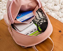 Міні рюкзак сумочка з хутряною вставкою і вушками, фото 5