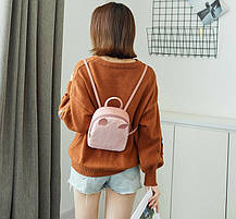 Міні рюкзак сумочка з хутряною вставкою і вушками, фото 4