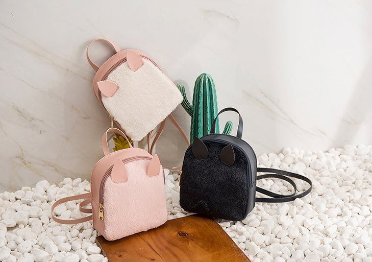 Міні рюкзак сумочка з хутряною вставкою і вушками