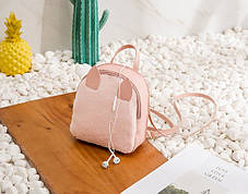 Міні рюкзак сумочка з хутряною вставкою і вушками, фото 3