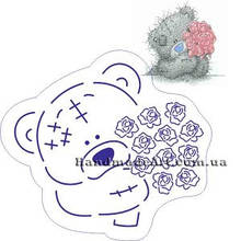 Трафарет із вирубкою Ведмедик із букетом М364