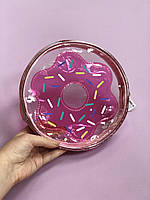 Косметичка детская прозрачная розовая с голографическими блестящими вставками «Пончик» Claire s accessories