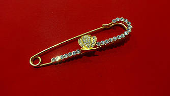 Булавка декоративна 7,5 см метелик/стрази золото