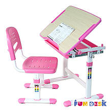 Комплект шкільна парта і стілець-трансформери FunDesk Piccolino Pink для дому (рожева)