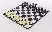 Шахматные фигуры с полотном для игр 3105: пластик, h пешки 2,6см