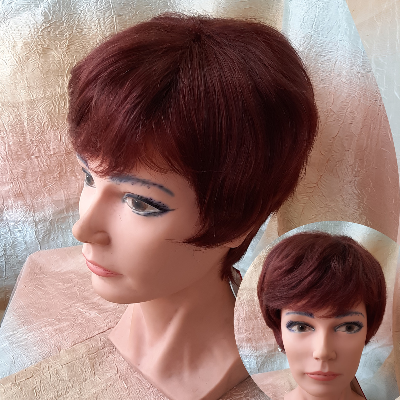 Коротка перука з термоволокна каштаново-мідний Е-9318-33А, фото 1