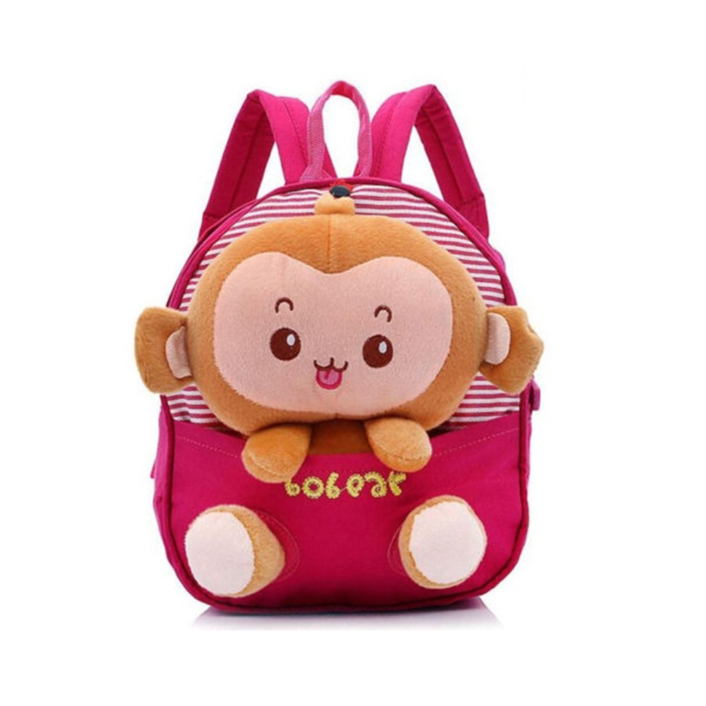 Дитячий рюкзак зі знімною іграшкою Мавпочка для дошкільнят (рожевий)