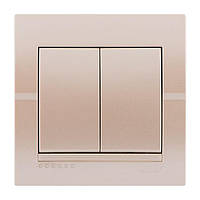 Вимикач подвійний LEZARD DERIY перлово-білий, 702-3030-101