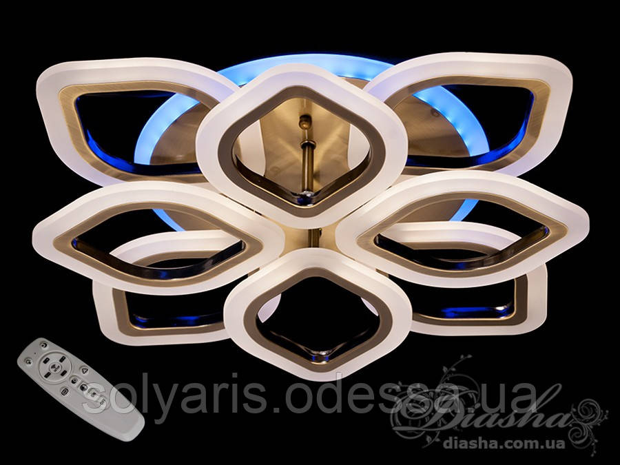 Стельова LED-люстра з діммером і підсвічуванням, 80W A3002/4+4BR LED 3color dimmer
