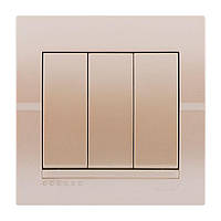 Вимикач потрійний LEZARD DERIY перлово-білий, 702-3030-109