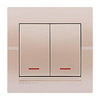 Вимикач подвійний з підсвіткою LEZARD DERIY перлинно-білий, 702-3030-112