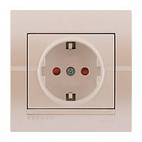 Розетка із заземленням LEZARD DERIY перлинно-білий, 702-3030-122