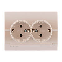 Розетка подвійна із заземленням LEZARD DERIY перлинно-білий, 702-3030-127