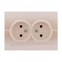 Розетка подвійна без заземлення LEZARD DERIY перлинно-білий, 702-3030-128