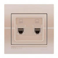 Розетка комп'ютерна подвійна LEZARD DERIY перлинно-білий, 702-3030-141