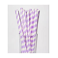 Коктейльные трубочки бумажные (разноцветные полоска)- Светло-Фиолетовый