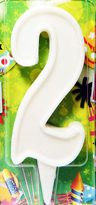 Свічка цифра в торт біла - 2