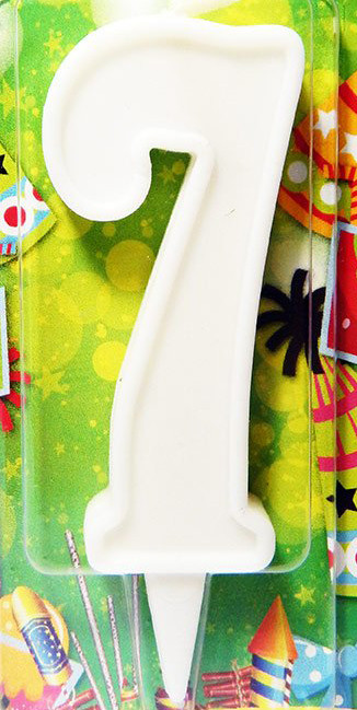 Свічка цифра в торт біла - 7
