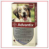 Краплі Advantix на 10-25 кг (Адвантикс) для Собак від Клею, Бліх, комарів, москітів — 1 піпетка