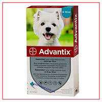 Капли Advantix на 4-10 кг (Адвантикс) для Собак от Клещей, блох, комаров, москитов - 1 пипетка