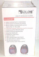 Колонка комбік Bluetooth mp3 радіомікрофон пульт світломузика Golon RX-820 BT, фото 3
