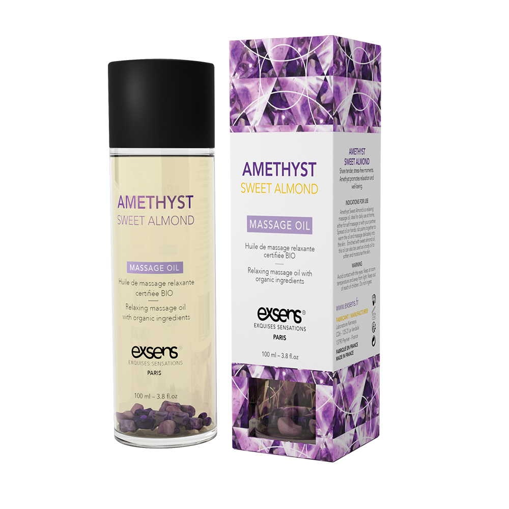 Масажна олія EXSENS Amethyst Sweet Almond (розслаблювальна, з аметистом) 100мл, натуральна