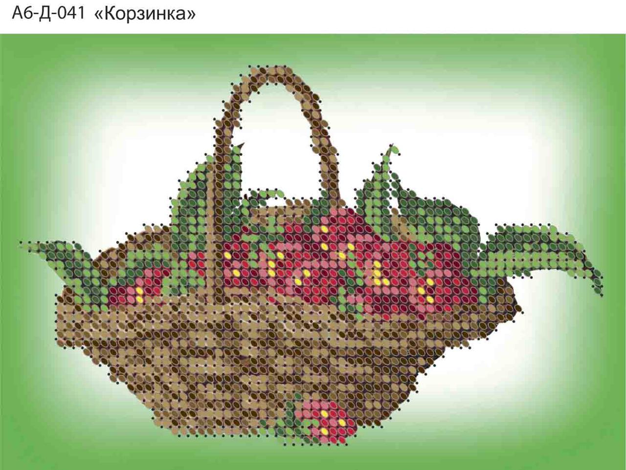 Схема для вишивання бісером на габардині Кошик  А6-Д-041