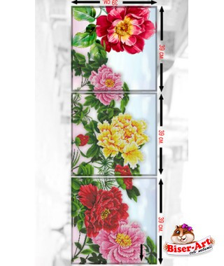 Схеми для вишивки бісером Триптих Півонії  ТМ11