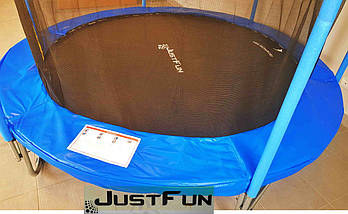 Батут Just Fun 305 см, до 150 кілограмів. Сітка + драбина Синій, фото 3