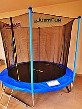 Батут Just Fun 244 см з внутрішньої сіткою і сходами (Синій), фото 6