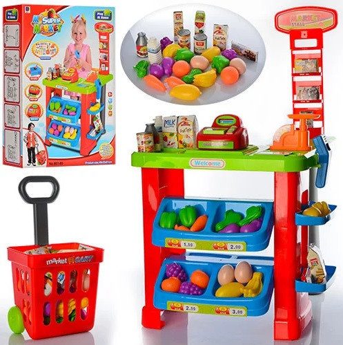 Дитячий ігровий набір Супермаркет магазин 661-80 прилавок каса продукти кошик ваги