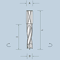 Сверло глухое D4,5 l30 L57,5 S10x20 LH (левое) 02104505722